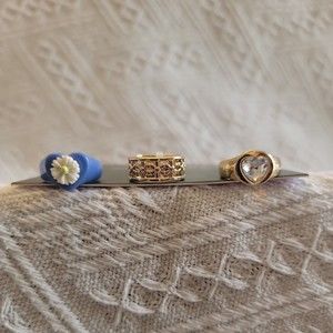 Wild Fable 3 Ring Set Sizes 6 7 8 Multiple Designs Blue & Gold Flower Heart New